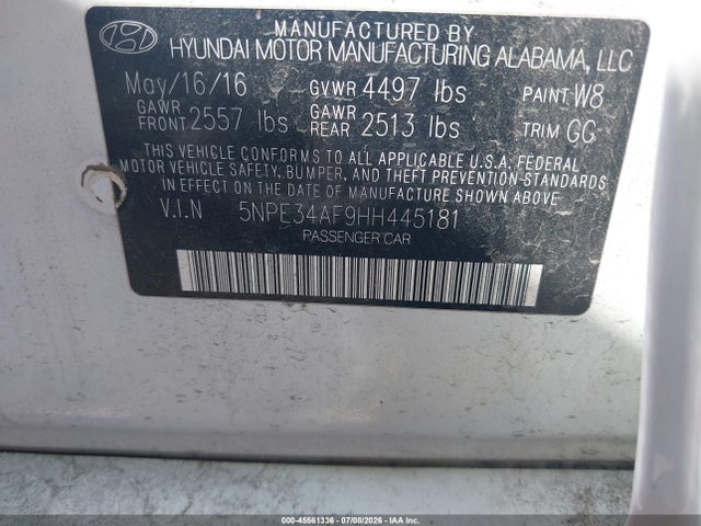 Hyundai Sonata Sport 2017 5NPE34AF9HH445181 Image 9
