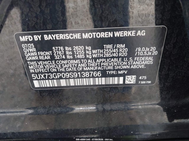 BMW X3 M50 Xdrive 2025 5UX73GP09S9138766 Image 9