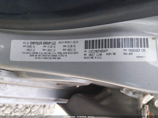 45561368 :رقم المزاد ، 1C3CCCAB2FN593477 vin ، 2015 Chrysler 200 Limited مزاد بيع