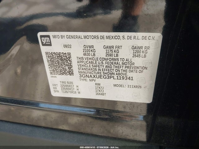 Продаж на аукціоні авто 2023 Chevrolet Equinox Awd Lt, vin: 3GNAXUEG3PL119341, номер лоту: 45561410