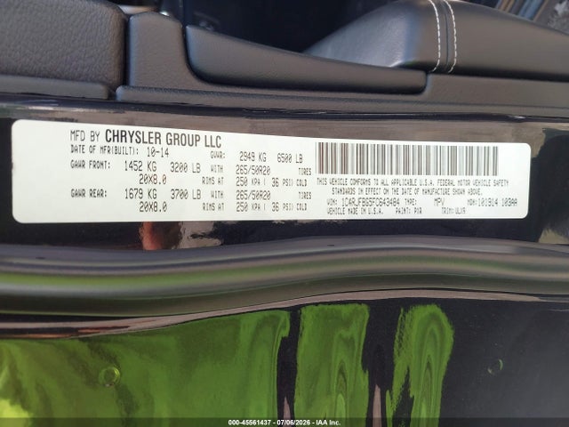 45561437 :رقم المزاد ، 1C4RJFBG5FC643484 vin ، 2015 Jeep Grand Cherokee Limited مزاد بيع