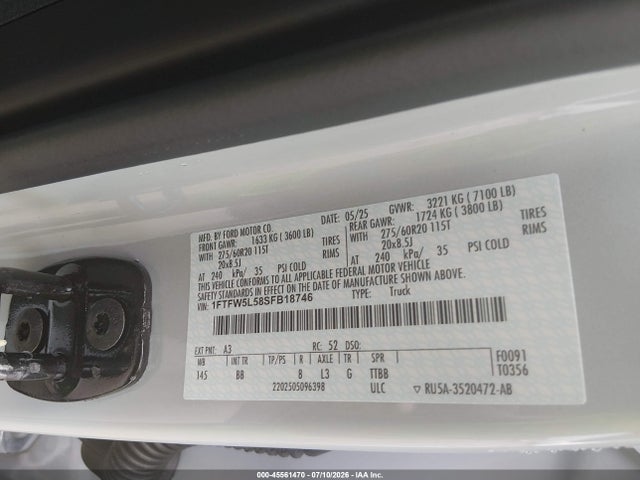 Ford F-150 Lariat 2025 1FTFW5L58SFB18746 Image 9