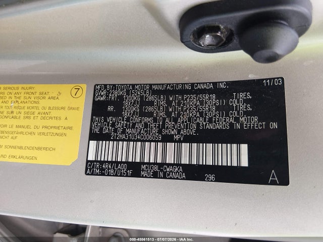 Продаж на аукціоні авто 2004 Lexus Rx 330, vin: 2T2HA31U34C006059, номер лоту: 45561513