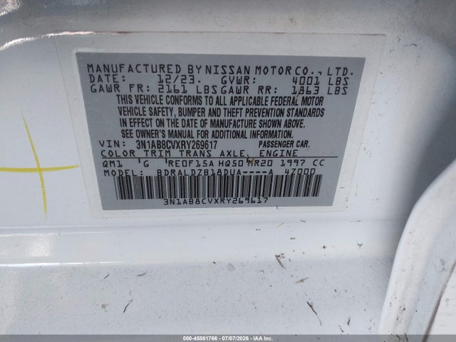3N1AB8CVXRY269617 Nissan Sentra Sv Xtronic Cvt