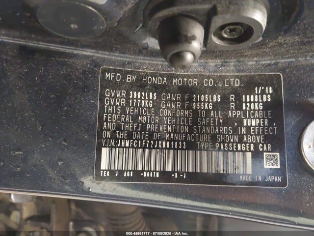 Honda Civic Ex-l 2018 JHMFC1F72JX001833 Image 9