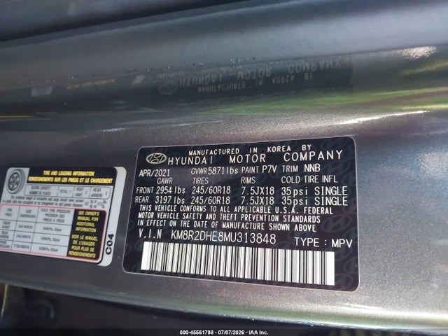 KM8R2DHE8MU313848 Hyundai Palisade Sel
