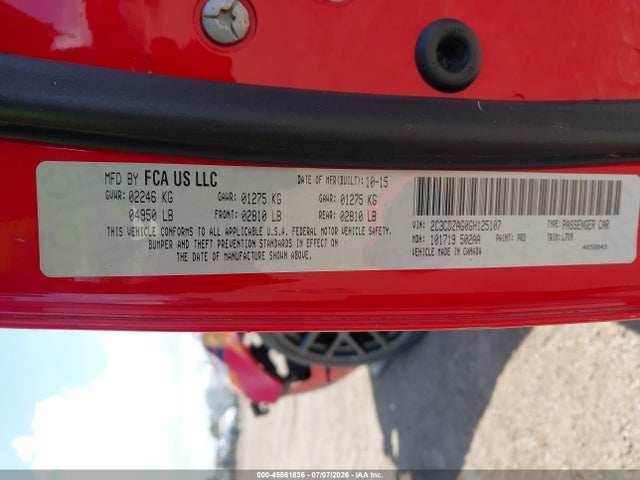 2016 Dodge Challenger Sxt მანქანა იყიდება აუქციონზე, vin: 2C3CDZAG0GH125107, აუქციონის ნომერი: 45561836