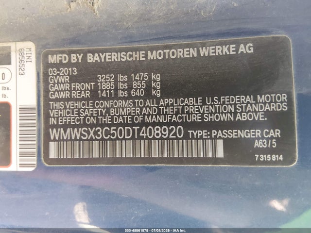 Aukcja sprzedaży 2013 Mini Coupe Cooper S, vin: WMWSX3C50DT408920, numer aukcji: 45561875