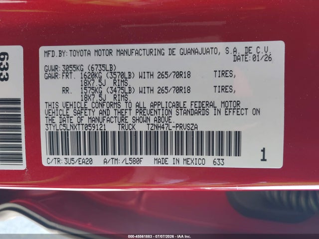 3TYLC5LNXTT059121 Toyota Tacoma Hybrid Trd Off Road