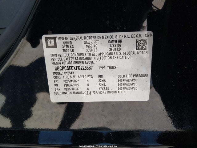 3GCPCSECXFG225387 Chevrolet Silverado 1500 Ltz