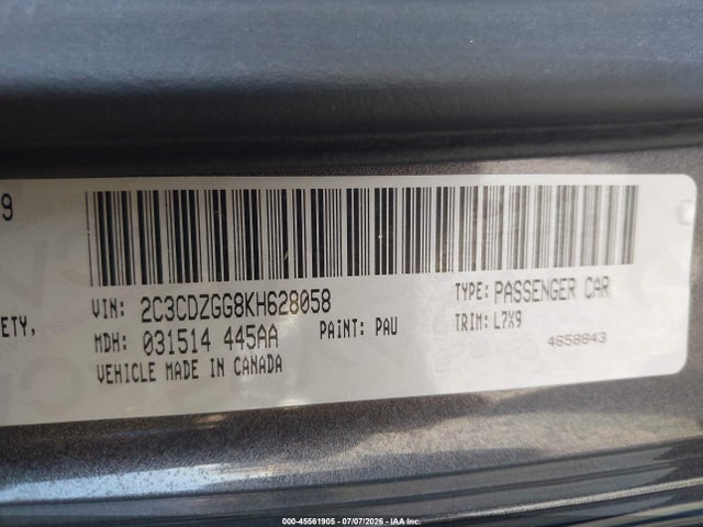 2C3CDZGG8KH628058 Dodge Challenger Sxt Awd