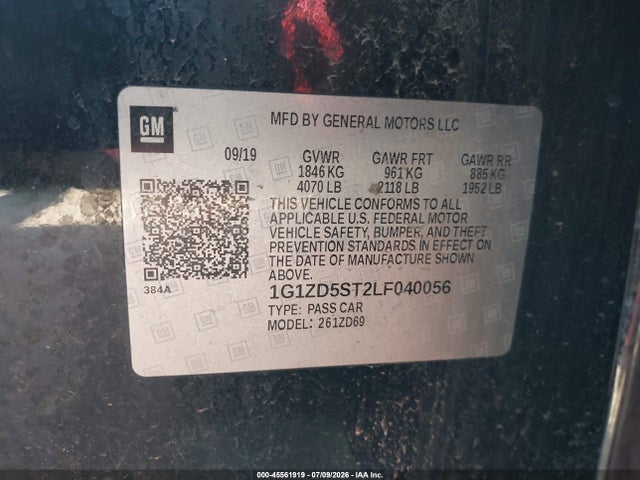 Aukcja sprzedaży 2020 Chevrolet Malibu Fwd Lt, vin: 1G1ZD5ST2LF040056, numer aukcji: 45561919