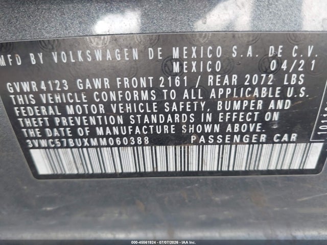 3VWC57BUXMM060388 Volkswagen Jetta 1.4t R-line/1.4t Se/s