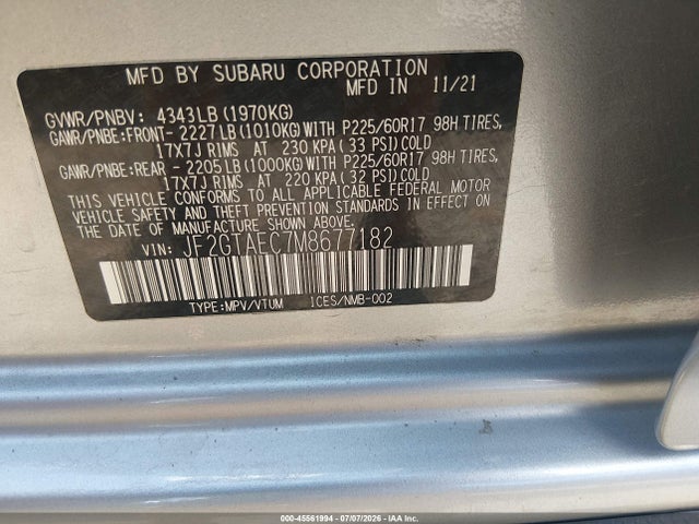 Subaru Crosstrek Premium 2021 JF2GTAEC7M8677182 Image 9