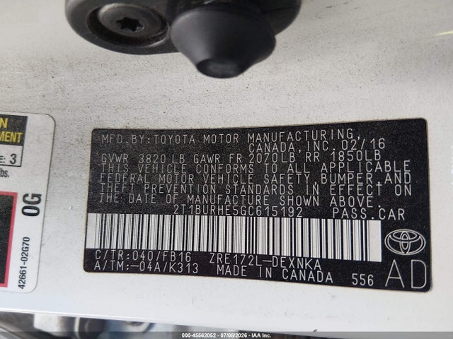Toyota COROLLA LE 2016 2T1BURHE5GC615192 Image 9