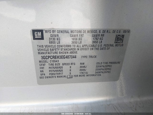 3GCPCREH3EG487044 Chevrolet Silverado 1500 Lt