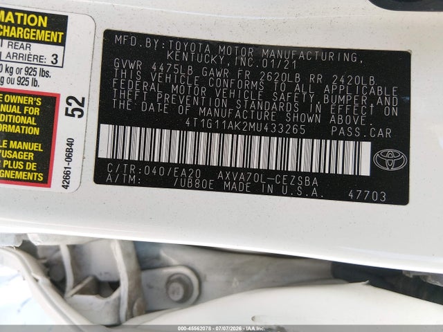 Toyota CAMRY SE 2021 4T1G11AK2MU433265 Image 9