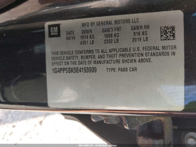 Продажа на аукционе авто 2014 Buick Verano, vin: 1G4PP5SK5E4193909, номер лота: 45562191