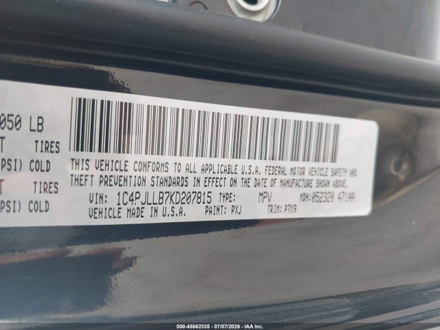 Продаж на аукціоні авто 2019 Jeep Cherokee Latitude Plus Fwd, vin: 1C4PJLLB7KD207815, номер лоту: 45562335