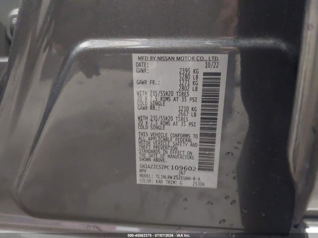 5N1AZ2CS2PC109602 Nissan Murano Sl Intelligent Awd
