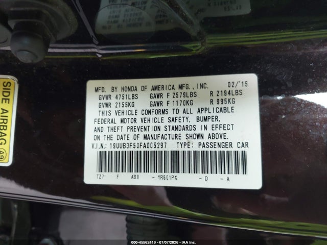 2015 Acura Tlx V6 Tech მანქანა იყიდება აუქციონზე, vin: 19UUB3F50FA005297, აუქციონის ნომერი: 45562419