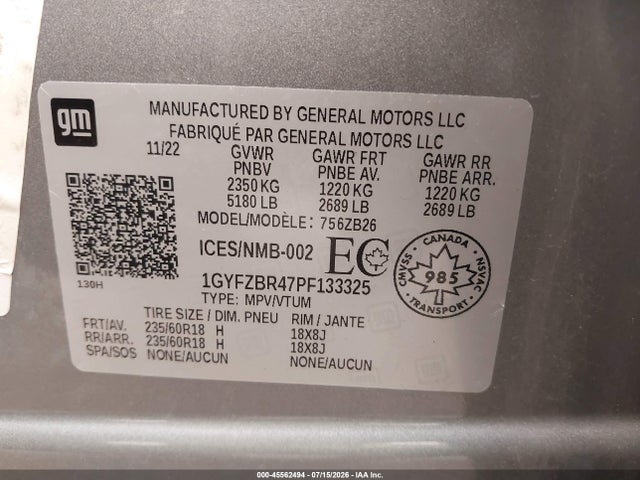 Продаж на аукціоні авто 2023 Cadillac Xt4 Luxury, vin: 1GYFZBR47PF133325, номер лоту: 45562494