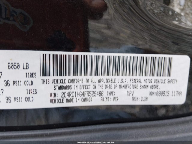 Продажа на аукционе авто 2015 Chrysler Town & Country S, vin: 2C4RC1HG4FR529486, номер лота: 45562505