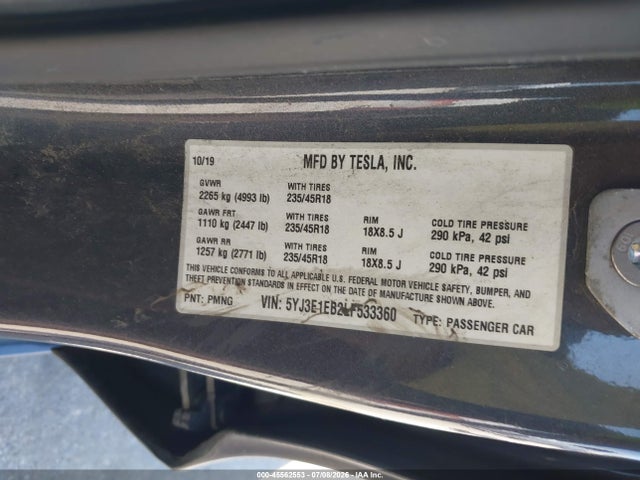 Продаж на аукціоні авто 2020 Tesla Model 3 Long Range Dual Motor All-wheel Drive, vin: 5YJ3E1EB2LF533360, номер лоту: 45562553