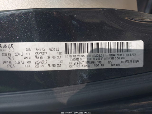 Продажа на аукционе авто 2017 Dodge Grand Caravan Sxt, vin: 2C4RDGCG1HR589560, номер лота: 45562601