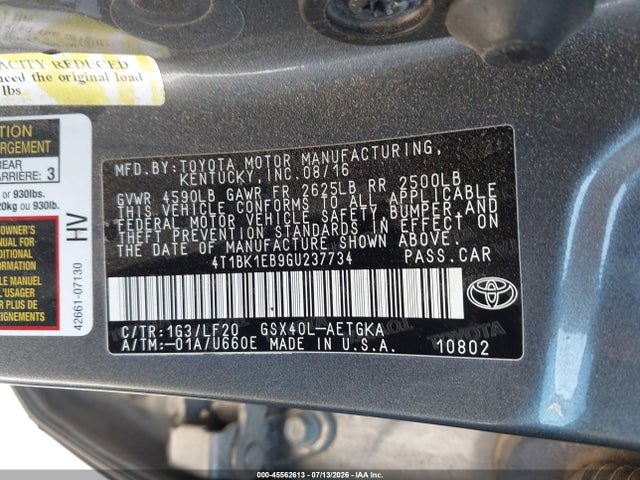 4T1BK1EB9GU237734 Toyota Avalon Xle Premium