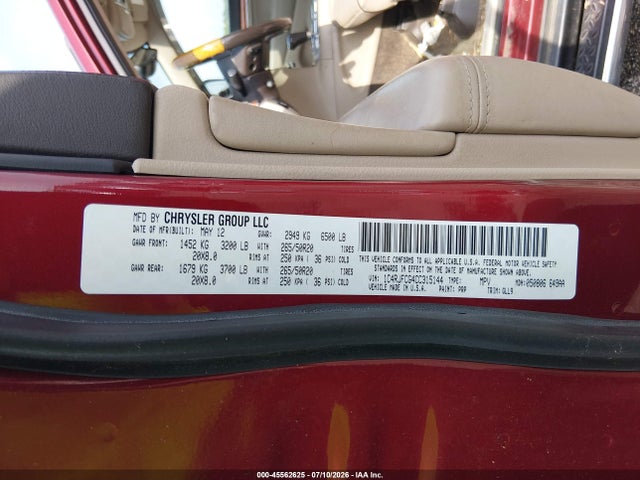 2012 Jeep Grand Cherokee Overland მანქანა იყიდება აუქციონზე, vin: 1C4RJFCG4CC315144, აუქციონის ნომერი: 45562625