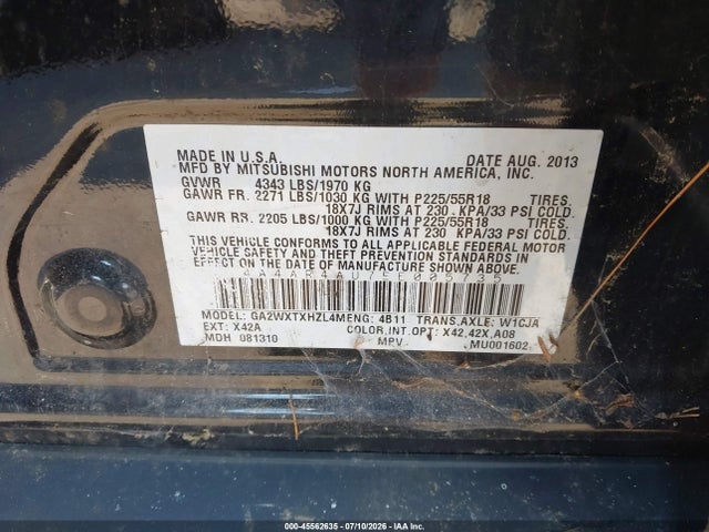Продажа на аукционе авто 2014 Mitsubishi Outlander Sport Se, vin: 4A4AR4AU7EE005735, номер лота: 45562635