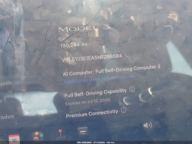 Продаж на аукціоні авто 2022 Tesla Model 3 Rear-wheel Drive, vin: 5YJ3E1EA5NF289584, номер лоту: 45562660