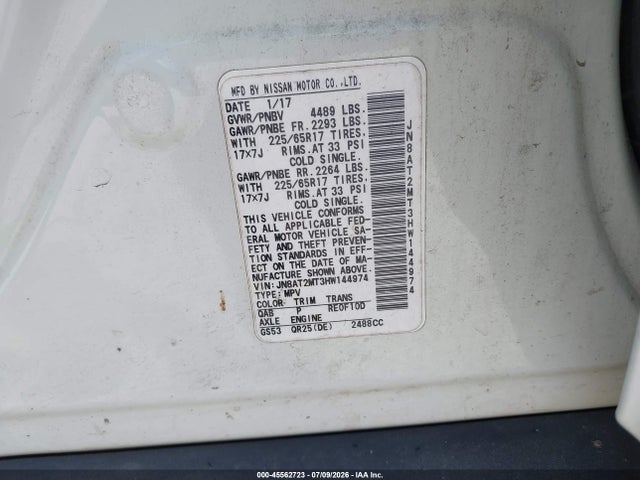 Nissan ROGUE SV 2017 JN8AT2MT3HW144974 Image 9