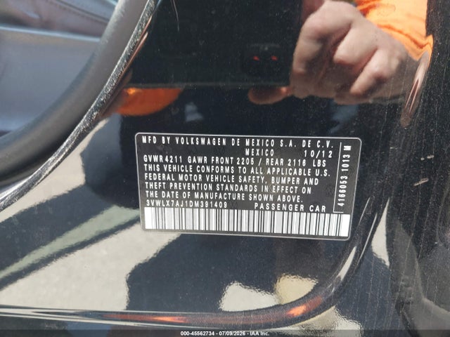 Продажа на аукционе авто 2013 Volkswagen Jetta 2.5l Sel, vin: 3VWLX7AJ1DM391409, номер лота: 45562734