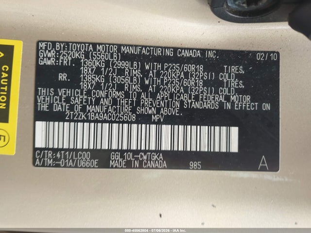 Продажа на аукционе авто 2010 Lexus Rx 350, vin: 2T2ZK1BA9AC025608, номер лота: 45562804