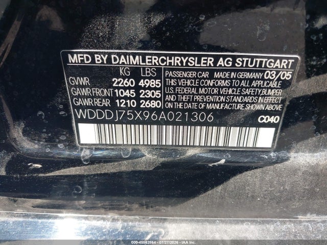 Aukcja sprzedaży 2006 Mercedes-benz Cls 500, vin: WDDDJ75X96A021306, numer aukcji: 45562864