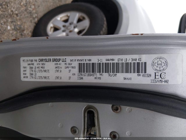 Продаж на аукціоні авто 2011 Ram Ram 1500 Slt, vin: 1D7RV1GT1BS649771, номер лоту: 45562914