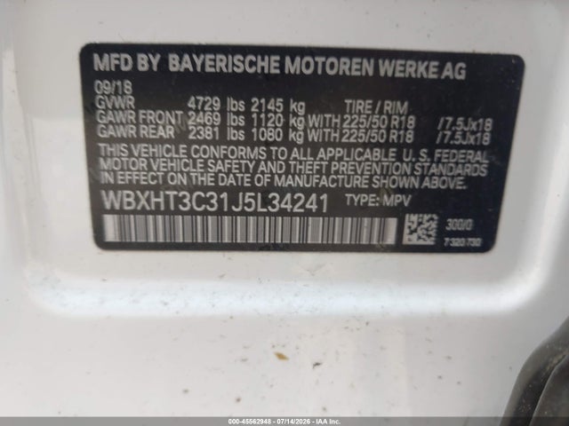 Продажа на аукционе авто 2018 Bmw X1 Xdrive28i, vin: WBXHT3C31J5L34241, номер лота: 45562948