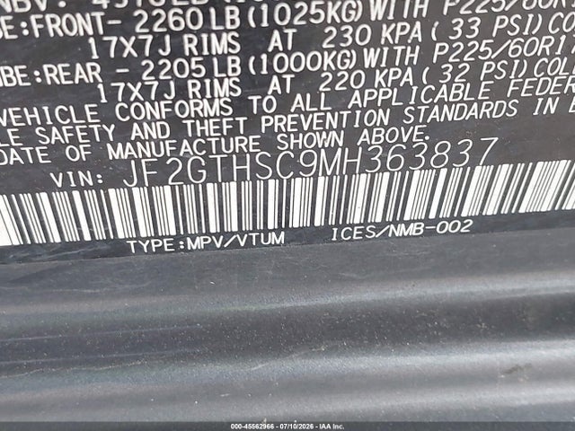 JF2GTHSC9MH363837 Subaru Crosstrek Sport