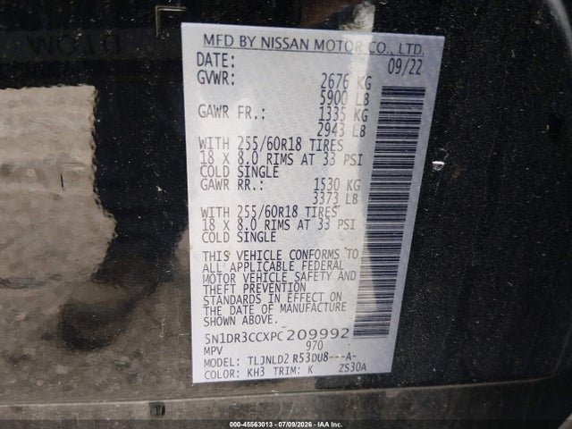 Продажа на аукционе авто 2023 Nissan Pathfinder Sl 4wd, vin: 5N1DR3CCXPC209992, номер лота: 45563013