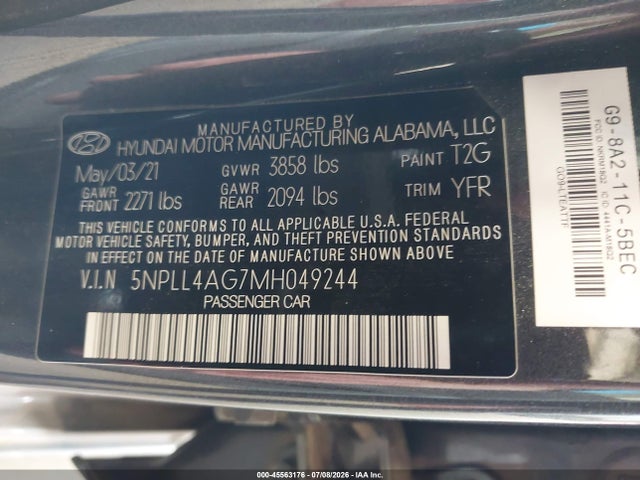 Hyundai ELANTRA SE 2021 5NPLL4AG7MH049244 Image 9