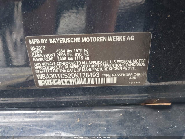 45563177 :رقم المزاد ، WBA3B1C52DK128493 vin ، 2013 Bmw 320i مزاد بيع