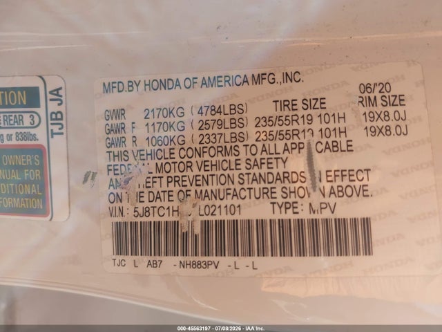 5J8TC1H33LL021101 Acura Rdx Standard