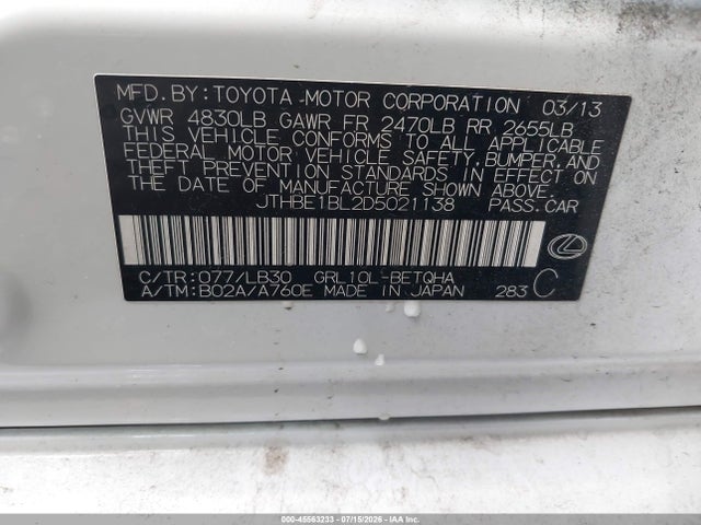 Продажа на аукционе авто 2013 Lexus Gs 350, vin: JTHBE1BL2D5021138, номер лота: 45563233