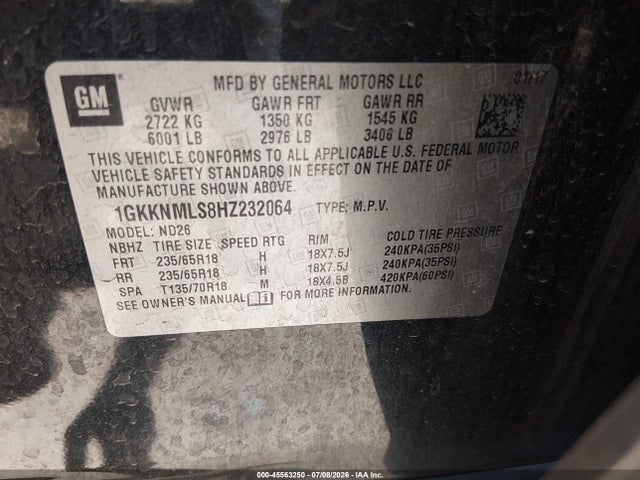 GMC Acadia Slt-1 2017 1GKKNMLS8HZ232064 Image 9
