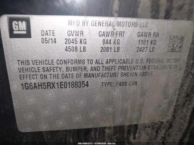Продаж на аукціоні авто 2014 Cadillac Ats Luxury, vin: 1G6AH5RX1E0188354, номер лоту: 45563273