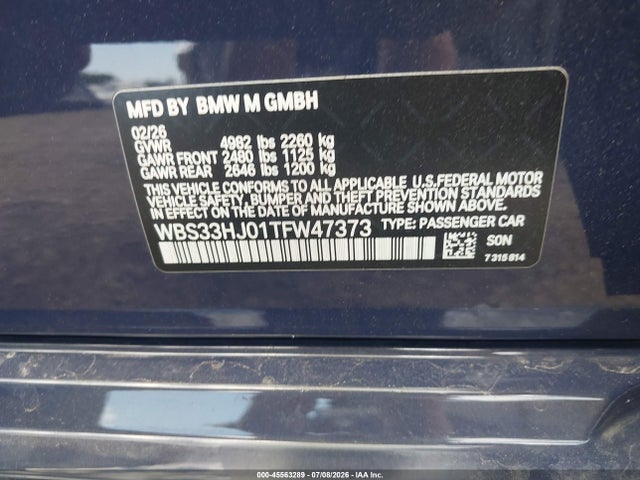 WBS33HJ01TFW47373 BMW M3 Competition Xdrive