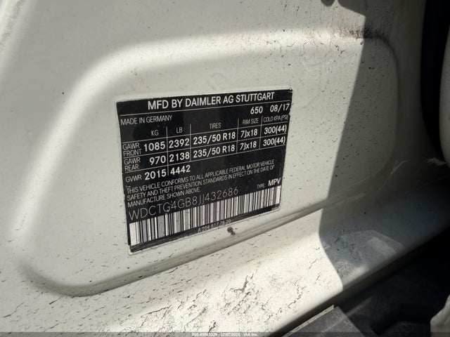 45563329 :رقم المزاد ، WDCTG4GB8JJ432686 vin ، 2018 Mercedes-benz Gla 250 4matic مزاد بيع