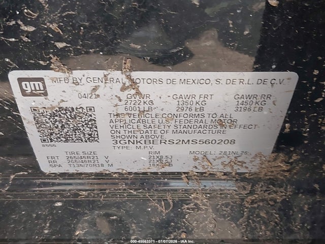 Продажа на аукционе авто 2021 Chevrolet Blazer Fwd Rs, vin: 3GNKBERS2MS560208, номер лота: 45563371